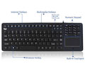 Adesso AKB-270UB Antimicrobial Waterproof Touchpad Keyboard - Cable Connectivity - USB Interface - 108 Key - Membrane - Black