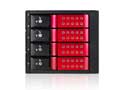 iStarUSA Trayless 3x 5.25" to 4x 3.5" SAS/SATA 12 Gbps HDD Hot-swap Cage - Red