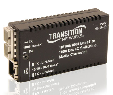 Transition Networks 10/100/1000Base-TX to 1000Base-SX Media Converter - 1 x RJ-45 , 1 x SC - 10/100/1000Base-T, 1000Base-SX