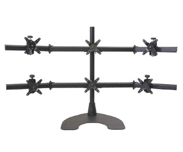 Ergotech Hex LCD Monitor Desk Stand - 28" pole - Black - 3 over 3 w/Heavy Duty Stand