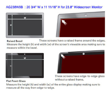 3M AG238W9B Anti-Glare Filter for 23.8" Widescreen Monitor - Clear, 16:9, 20 3/4" W x 11 11/16" H