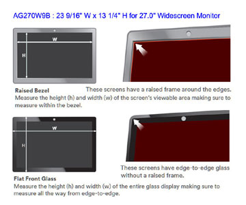 3M AG270W9B Anti-Glare Filter for 27.0" Widescreen Monitor - Clear, 16:9, 23 9/16" W x 13 1/4" H