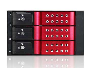 iStarUSA Trayless 2x5.25" to 3x 3.5" SAS/SATA 12 Gbps HDD Hot-swap Cage - Red