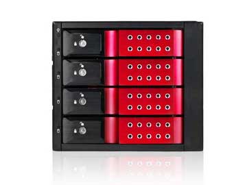 iStarUSA Trayless 3x 5.25" to 4x 3.5" SAS/SATA 12 Gbps HDD Hot-swap Cage - Red