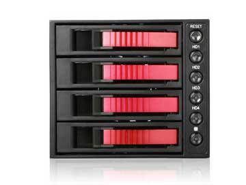 iStarUSA 3x 5.25" to 4x 3.5" 2.5" SAS/SATA 6 Gbps HDD SSD Hot-swap Cage - Red